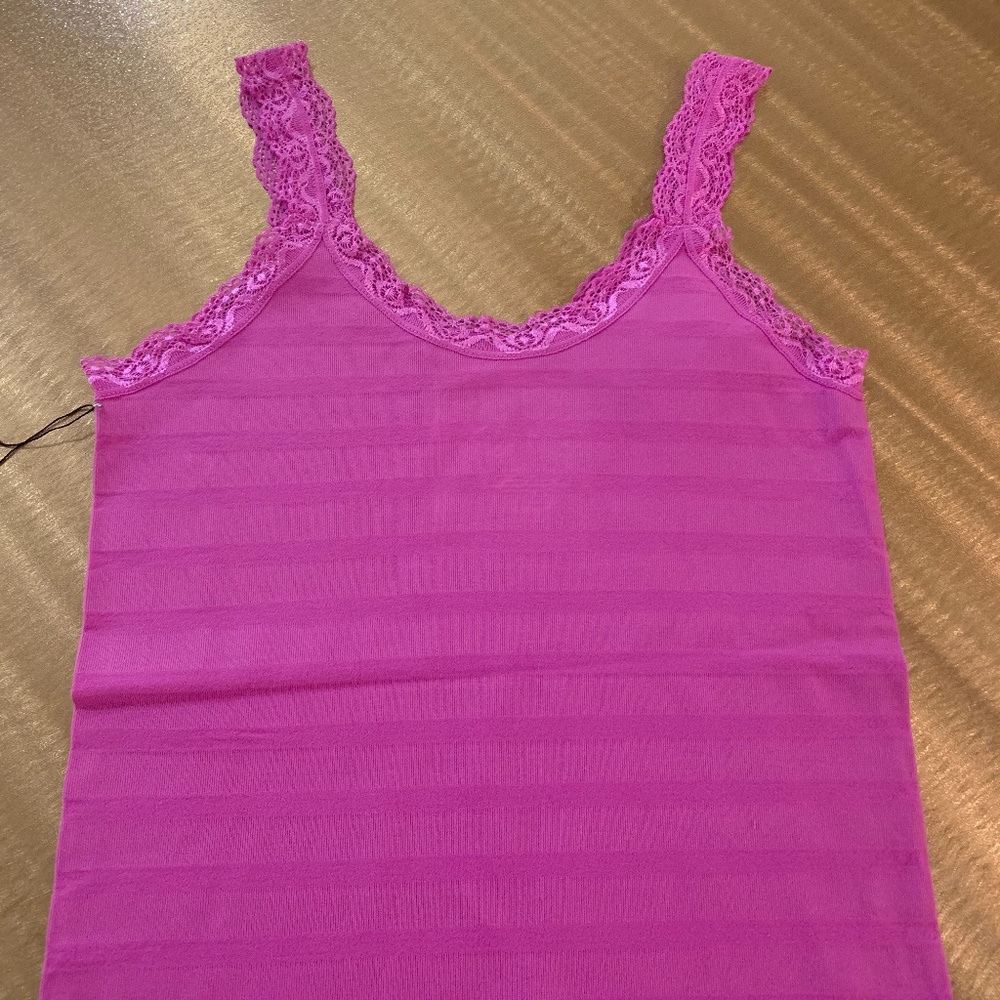 Pink Lace Trimmed T/shirt